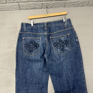 MORRISSEY Mens Dark‎ Wash Straight Leg Jeans Size 36 Embroidered Pockets